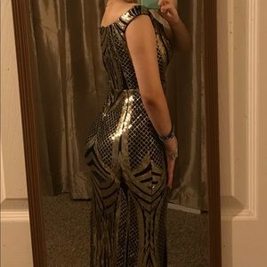 windsor small black with gold sequin dress